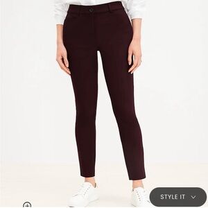 LOFT Curvy Skinny Deep Red Pants